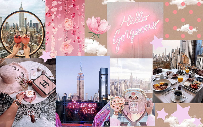 Pink Aesthetic Laptop, Cute Collage HD wallpaper