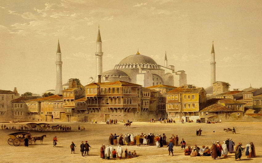 Ilustracja Hagia Sopia, islam, Imperium Osmańskie, Hagia Tapeta HD