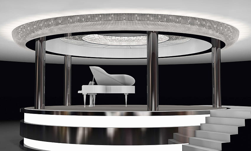 Bespoke Chandelier Piano Bar HD wallpaper