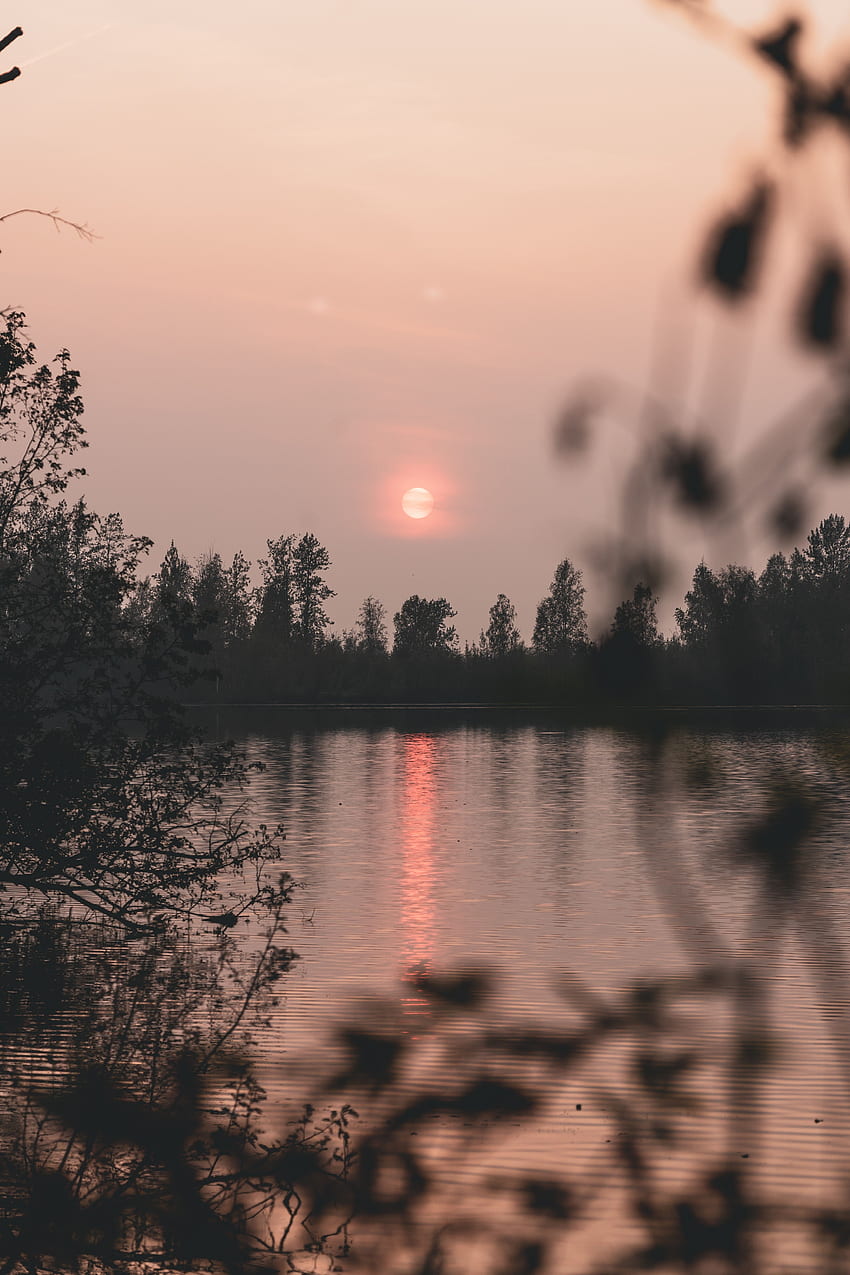Landscape, Nature, Sunset, Twilight, Lake, Dusk HD phone wallpaper