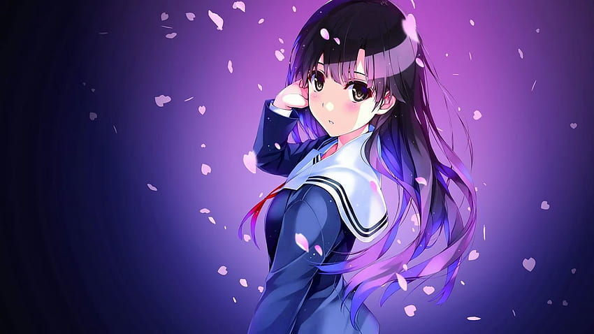 อนิเมะ เด็กนักเรียน ยูนิฟอร์ม เด็กผู้หญิง 1366 X 768 Anime วอลล์เปเปอร์ HD