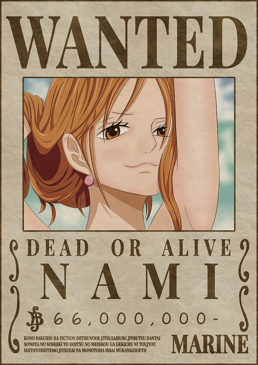 NAMI bounty wanted poster one piece. One piece bounties, One piece drawing, One piece manga, Nami Wanted Poster HD phone wallpaper