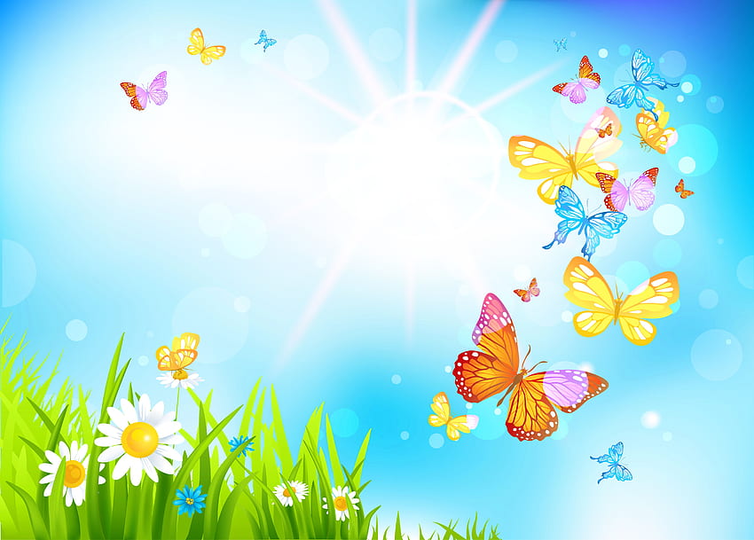 Wiosna Motyle Tło Wysokiej Jakości, Wiosna Motyl Tapeta HD