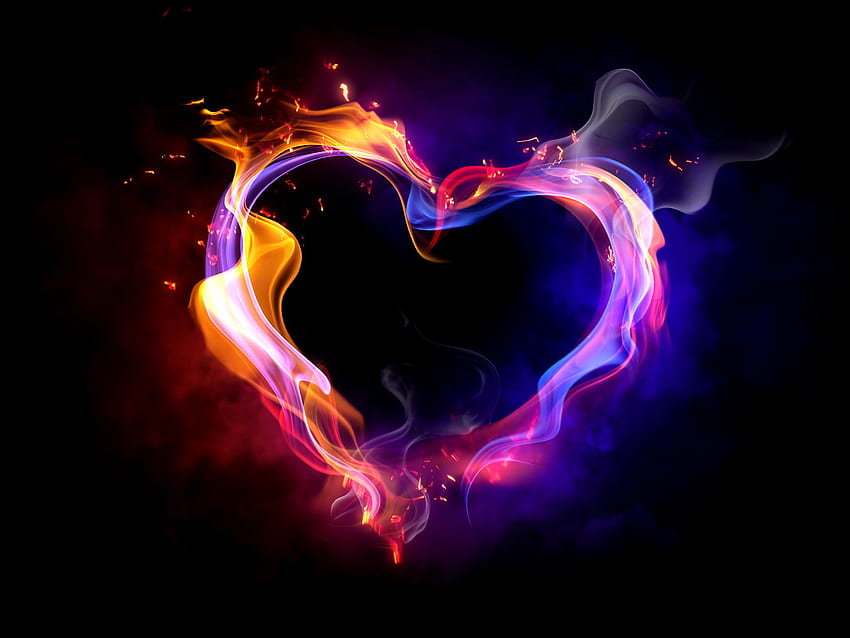 Празници, фон, огън, сърца, любов, Свети Валентин HD тапет