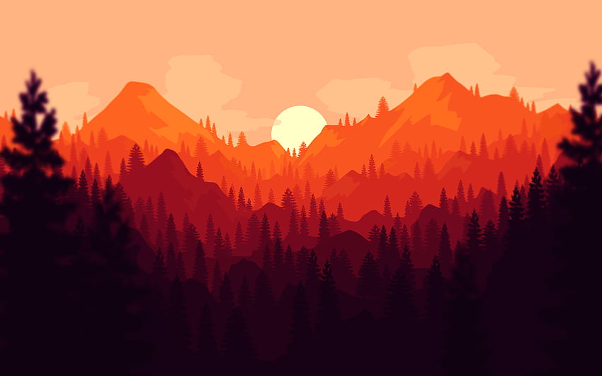 Alam, Di Luar Ruangan, Gunung, Pegunungan, Matahari Terbenam diubah ukurannya, Red Firewatch Wallpaper HD