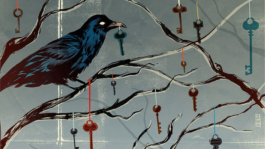 Art, Branch, Keys, Raven HD wallpaper