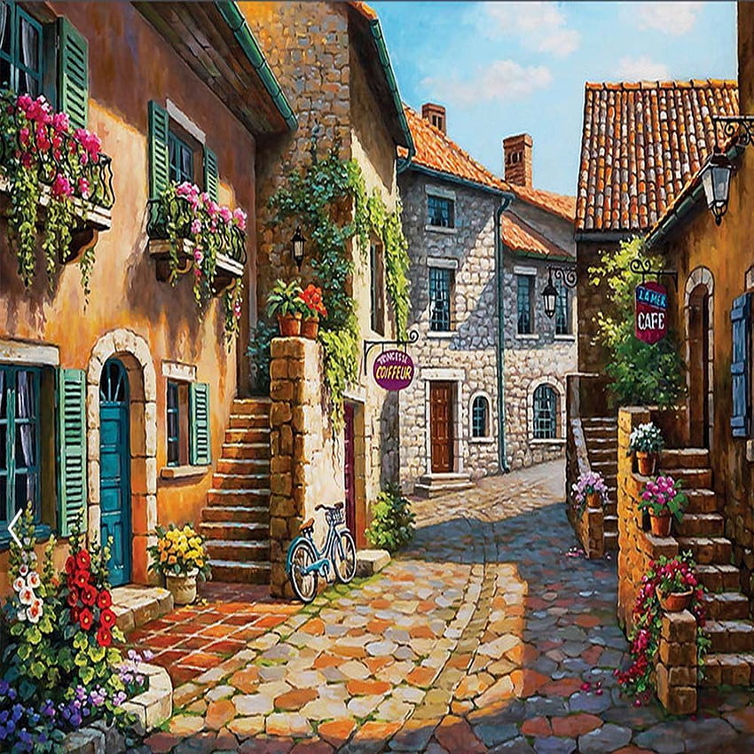 Find More Information about European Small Town Painting Mural Living R. Wall art decor living room, to paint, Mural painting HD phone wallpaper