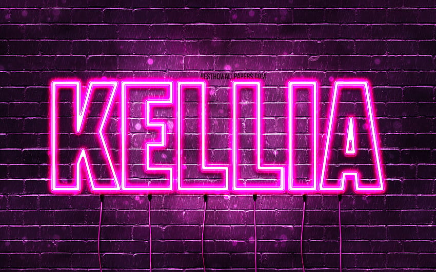 Happy Birtay Kellia, , pink neon lights, Kellia name, creative, Kellia Happy Birtay, Kellia Birtay, popular french female names, with Kellia name, Kellia HD wallpaper