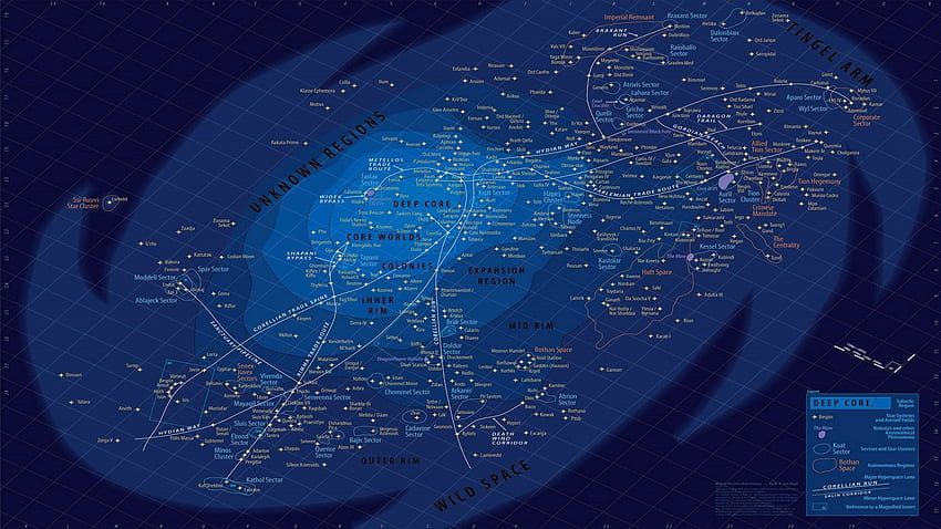 Mapa de la galaxia de Star Wars fondo de pantalla