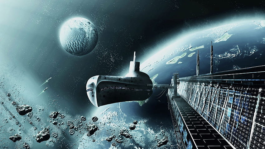 Nave espacial de ciencia ficción, puente de nave espacial fondo de pantalla