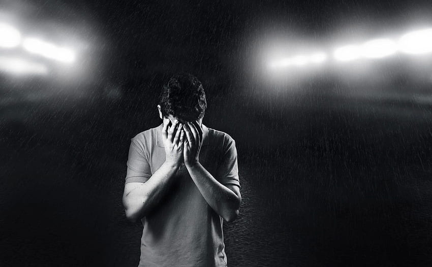 Naprawdę Smutny Chłopiec Płacze W Deszczu - Mężczyźni Płacz Czarno-biały -, Łzy Tapeta HD