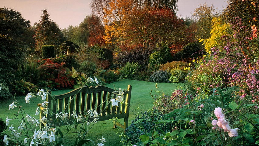 United kingdom autumn cottage garden, English Cottage Garden HD wallpaper