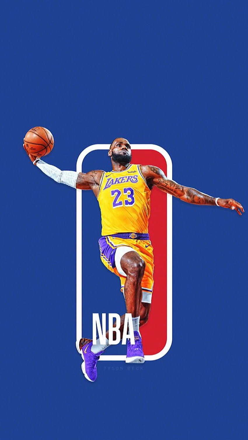 LeBron James back view, grunge art, Los Angeles Lakers, NBA, violet  uniform, HD wallpaper