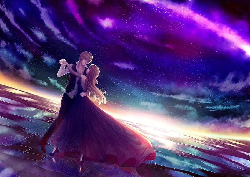 Romance, Anime Couple, Dancing, Sky, Dress, Stars - Resolution:, Romantic  Dancers HD wallpaper | Pxfuel