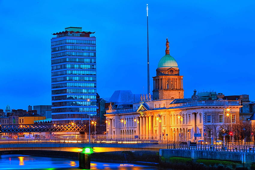 Cities Ireland Sky Night Dublin, Dublin City HD wallpaper