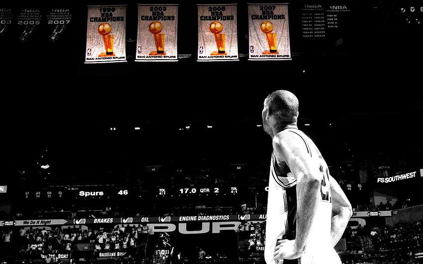 Tim Duncan Spurs Meisterschaftsbanner HD-Hintergrundbild