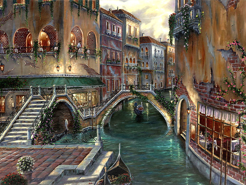 Robert_Finale_art_paintings_VeniceRomance, venecia, arte, pintura, robert finale fondo de pantalla