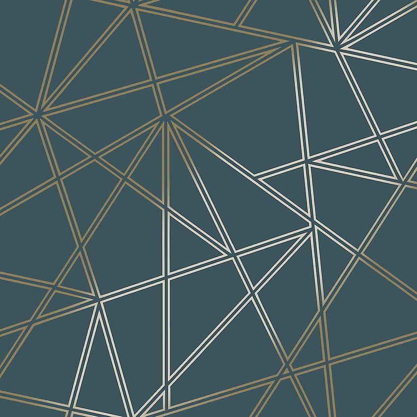 Triangolo geometrico apice 3D Metallic Teal Gold Holden Deco. Navy geometrico, verde acqua e oro, geometrico, geometrico blu e oro Sfondo del telefono HD