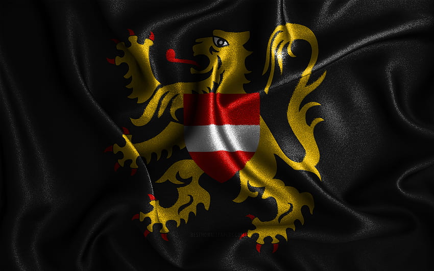 Flemish Brabant flag, , silk wavy flags, belgian provinces, Day of Flemish Brabant, fabric flags, Flag of Flemish Brabant, 3D art, Flemish Brabant, Europe, Provinces of Belgium, Flemish Brabant 3D flag, Belgium HD wallpaper