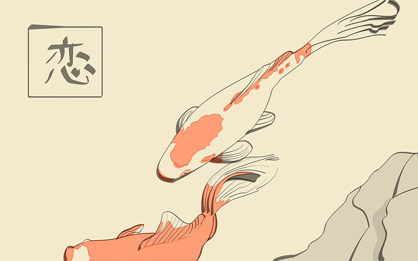 illustration de poisson blanc et rose ' Fond d'écran HD