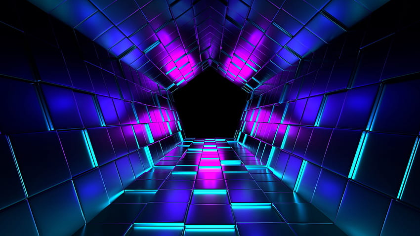 terowongan ungu dan biru digital Wallpaper HD