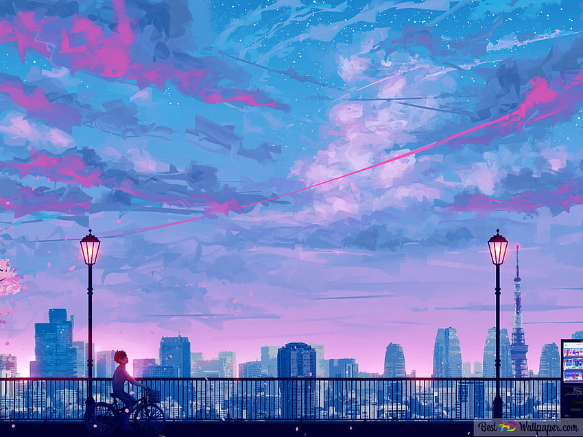 Anime Stadtnacht, iPad Pro Anime HD-Hintergrundbild