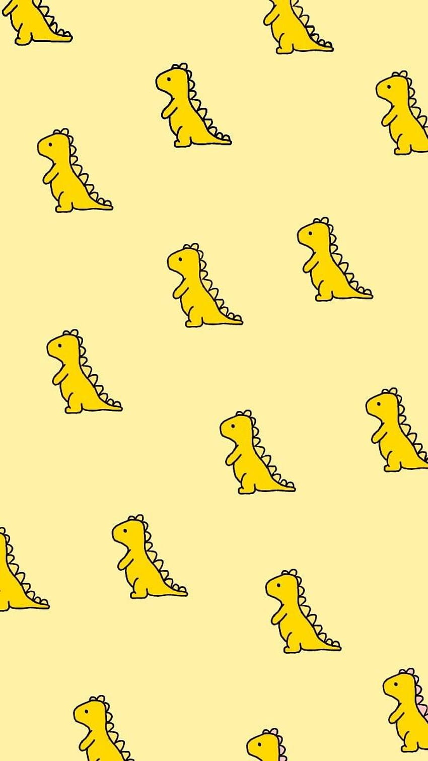 Dino Background.. yellow.. In 2021. Dinosaur , Cute Tumblr , Iphone Cute, Cute Aesthetic Dinosaur HD phone wallpaper