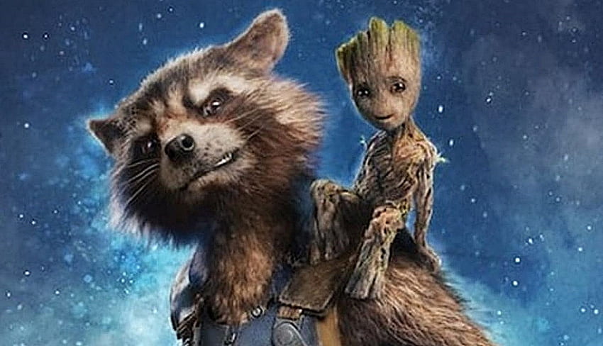 Аз съм Groot Rumor - Rocket Raccoon и Baby Groot HD тапет