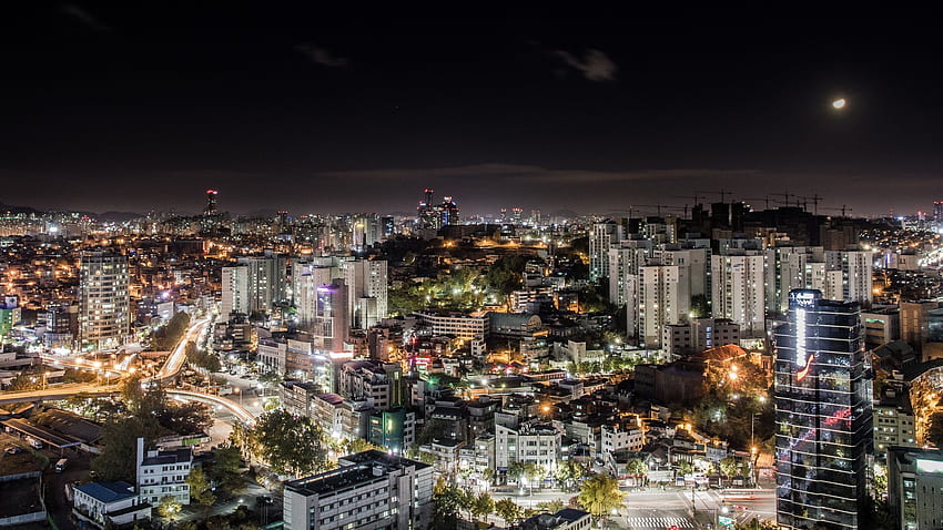 Corea del Sud, città di Seoul, notte, luci, Seoul di notte Sfondo HD