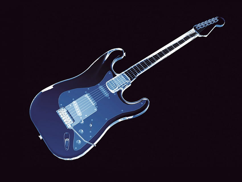 Electric Guitar, black, neon, , abstract HD wallpaper