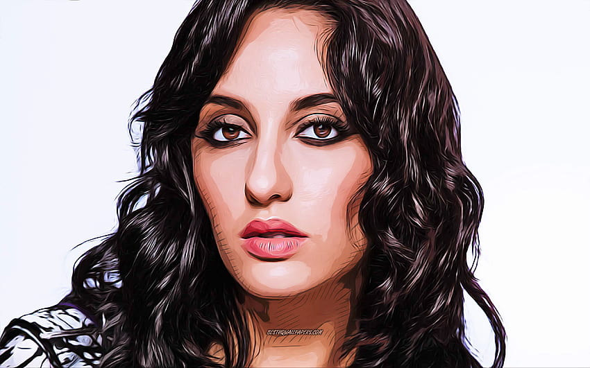Nora Fatehi, , vector art, Bollywood, indian actress, celebrity drawings, Nora Fatehi drawing, indian celebrity, movie stars, Nora Fatehi HD wallpaper