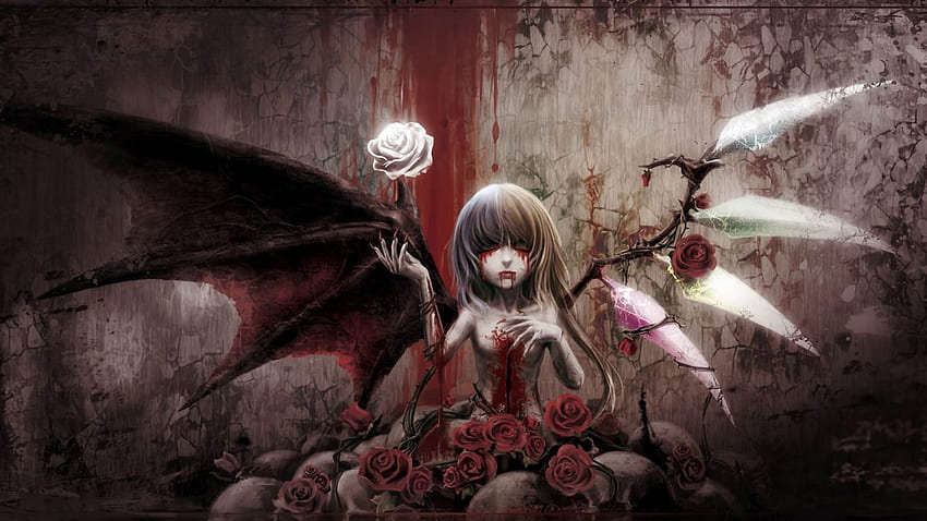 Touhou dark vampire blood demon fantasy wings, Bloody Vampire HD wallpaper