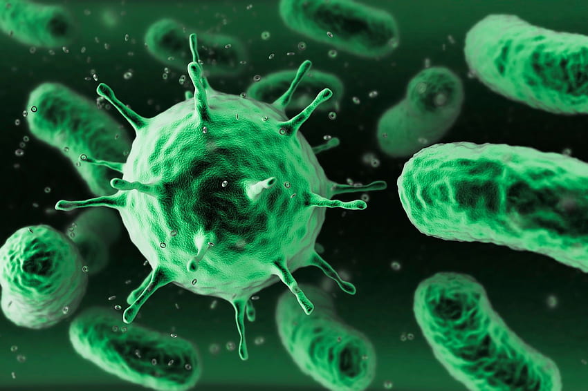 Microscopic Macro Miniatures Bacteria Green Science Chemistry Viruses - Resolution: HD wallpaper