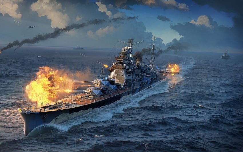 dunia kapal perang, pertempuran laut, kapal perusak dengan resolusi. Kualitas tinggi Wallpaper HD