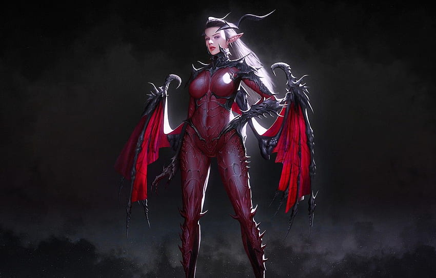 Girl, Style, Girl, Wings, The demon, Fantasy, Art, Devil, Succubus, Style, Fiction, Figure, Illustration, Succubus, Demon, Wings for , раздел фантастика HD тапет