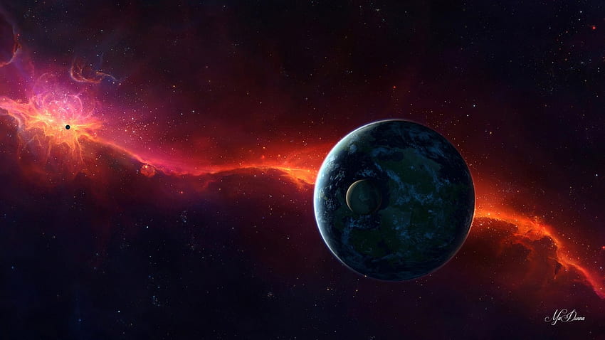 Worlds Apart, thème Firefox, galaxies, planètes, ciel, lunes Fond d'écran HD