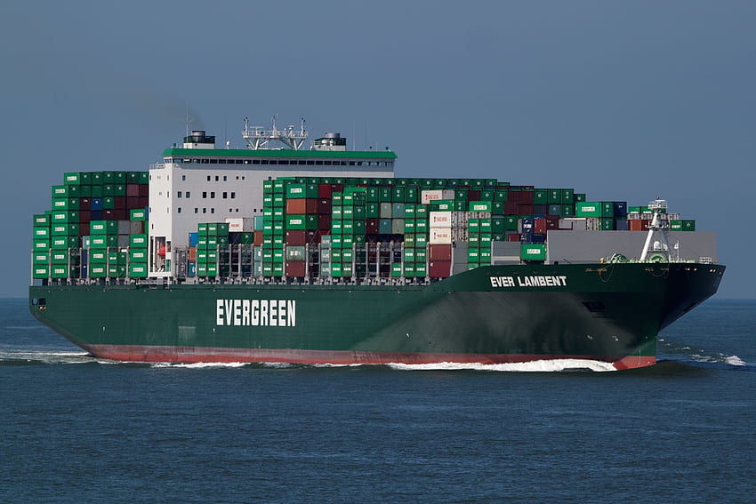 Immergrünes Containerschiff HD-Hintergrundbild