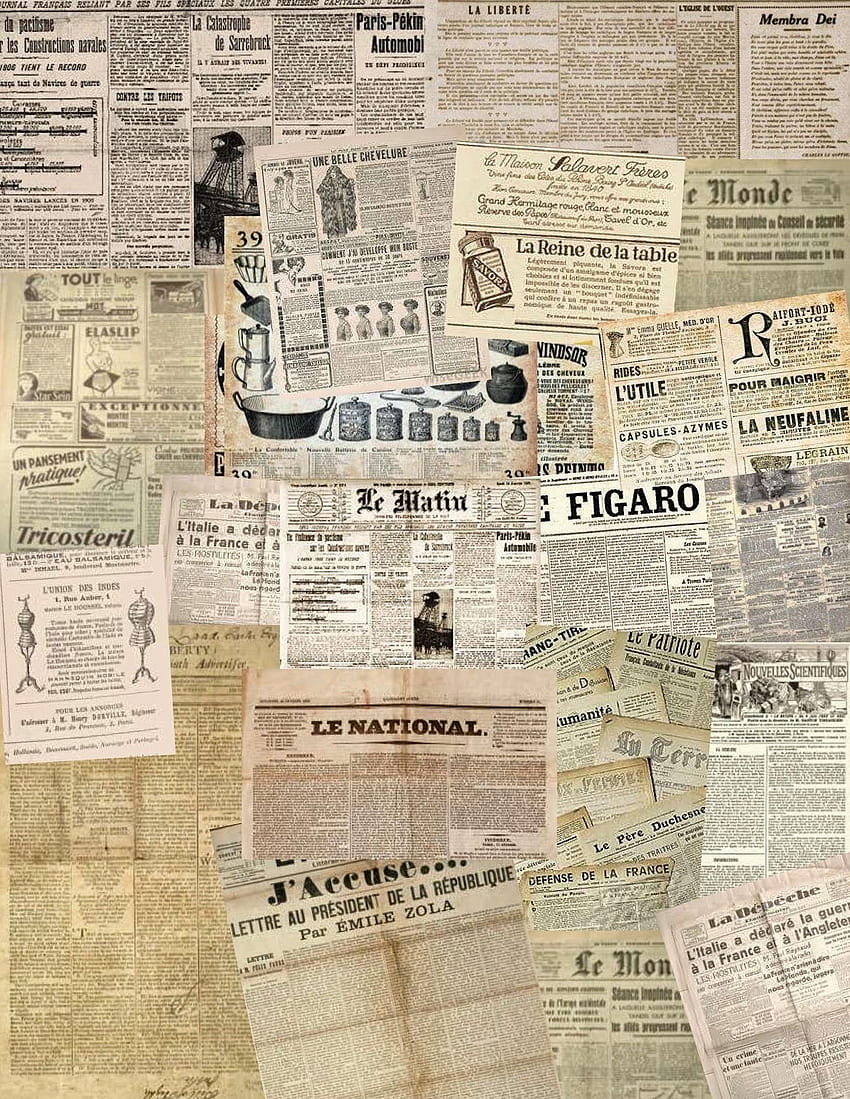 Te kolażowe arkusze starych gazet, które mogą się przydać na strych, wyściełanie kufrów, walizek. Kolaż z gazety, gazeta, kolaż z druku Tapeta na telefon HD