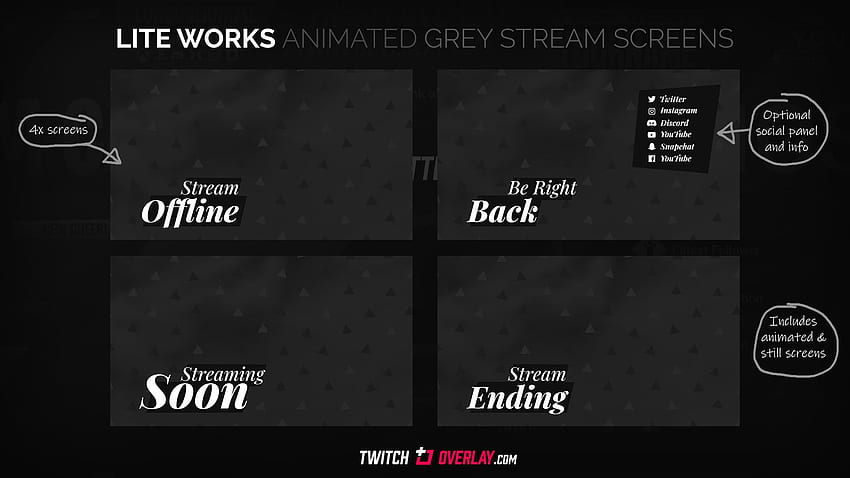 Lite Works - Animated Grey Stream Screens for Streamlabs OBS, Be Right Back HD wallpaper