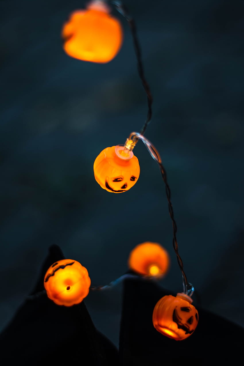 Halloween, Pumpkin, Dark, Illumination, Garland, Lighting, Garlands, Light Bulbs HD phone wallpaper