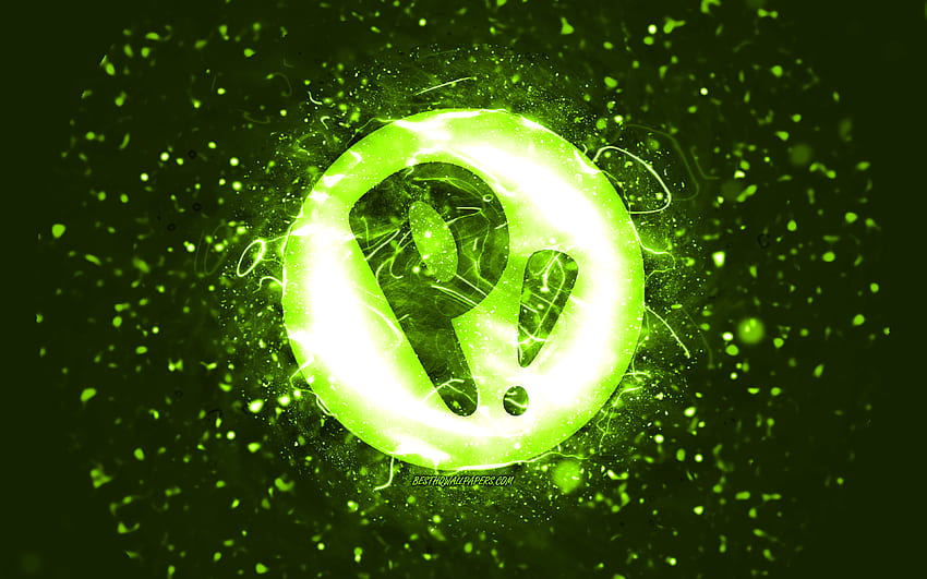Pop OS lime logo, , lime neon lights, Linux, creative, lime abstract background, Pop OS logo, OS, Pop OS HD wallpaper