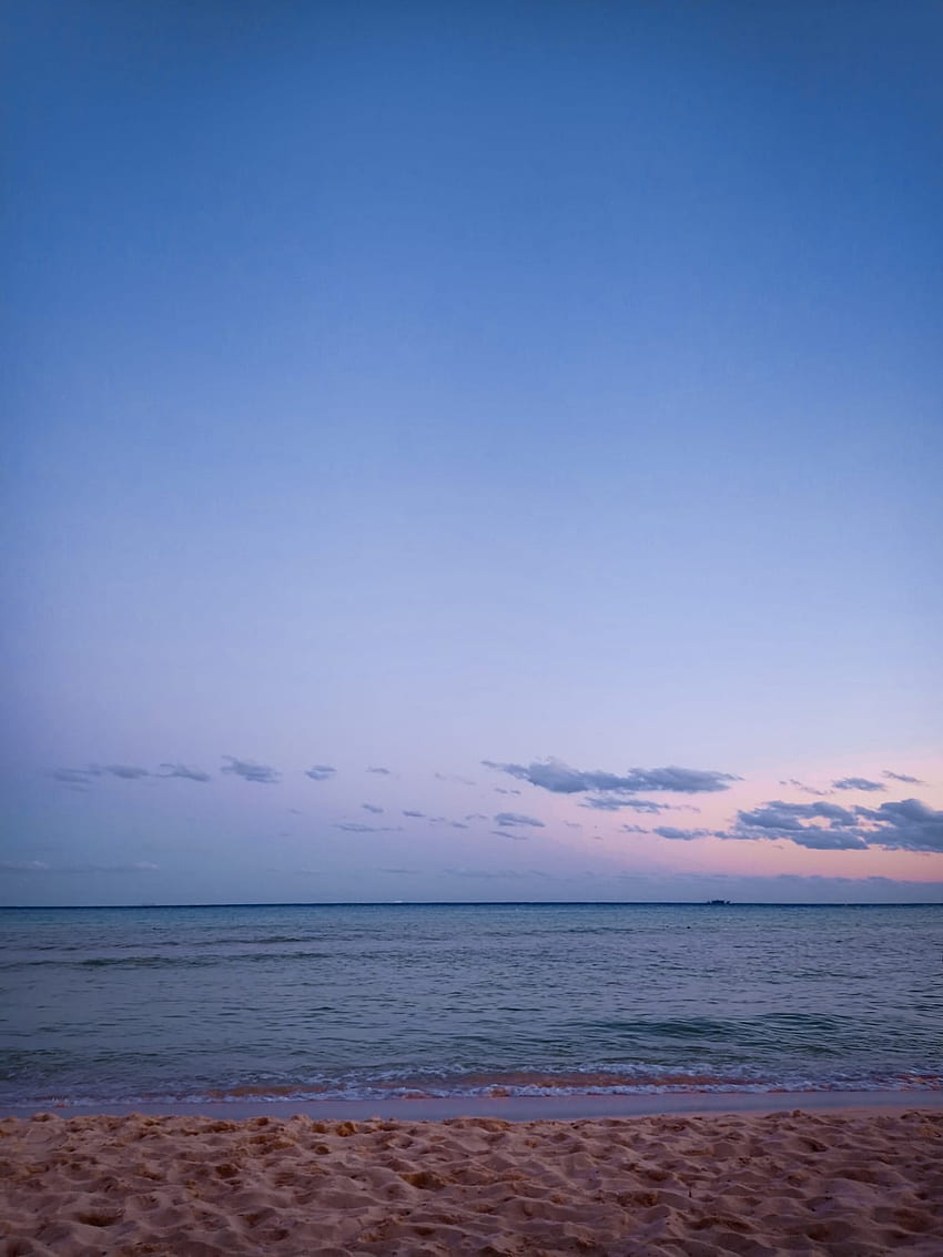 Playa, atardecer, cielo, mar Sfondo del telefono HD