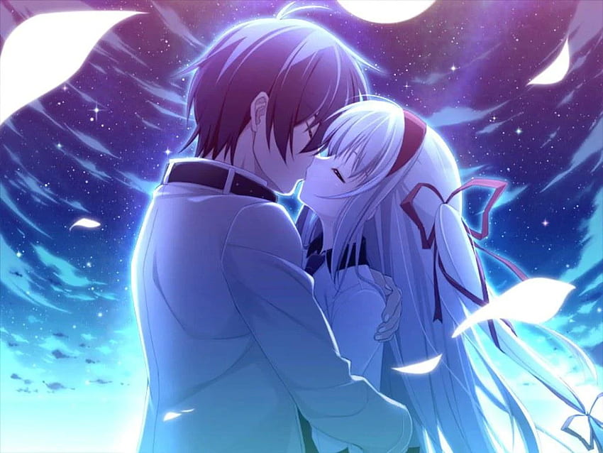 Romance Anime Amour couple s'embrasser Fond d'écran HD