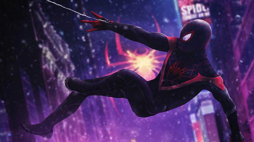 Miles Morales Spider-Man Ultra. Fond., Spider Man Violet Fond d'écran HD