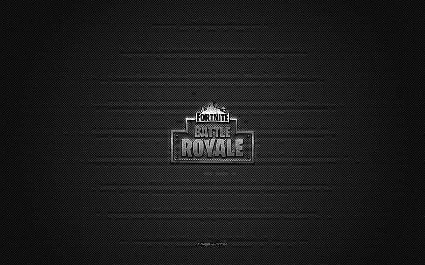 Fortnite Battle Royale 로고, 은색 광택 로고, Fortnite Battle Royale 금속 엠블럼, 회색 탄소 섬유 질감, Fortnite Battle Royale, 브랜드, 크리에이티브 아트, Fortnite Battle Royale 엠블럼, Fortnite HD 월페이퍼