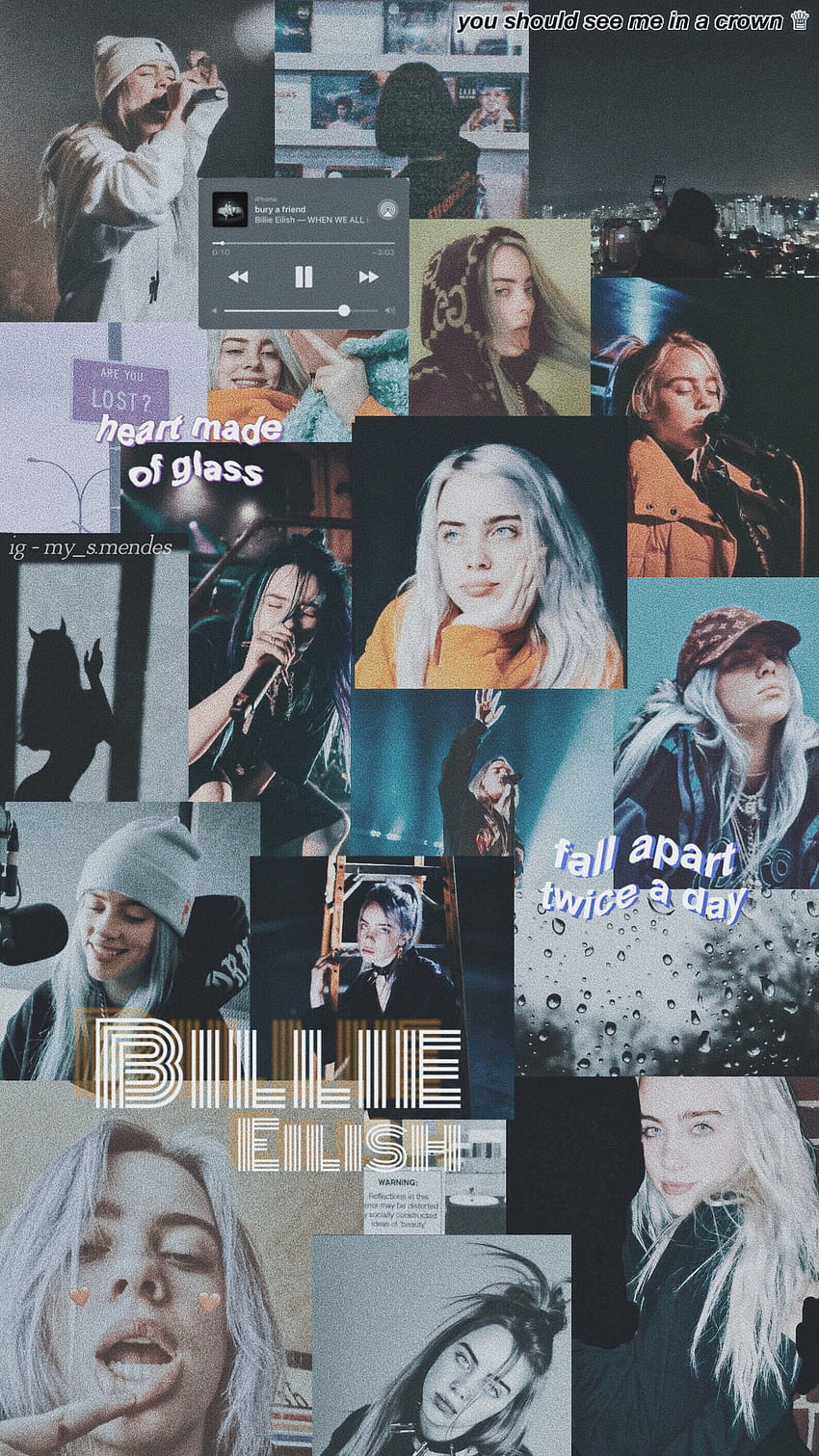 Écran de verrouillage Billie Eilish Collage, Billie Eilish Tumblr Fond d'écran de téléphone HD