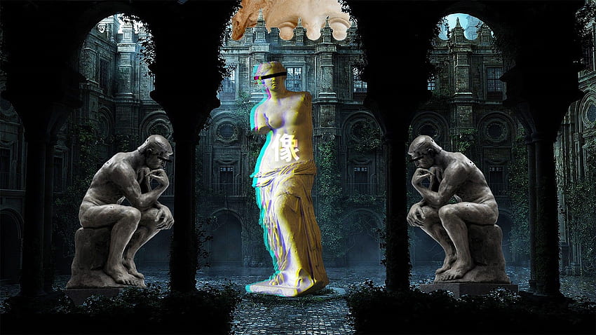 Estética de neón el pensador escultura arquitectura estatua • Para ti Para y móvil, estatua griega fondo de pantalla