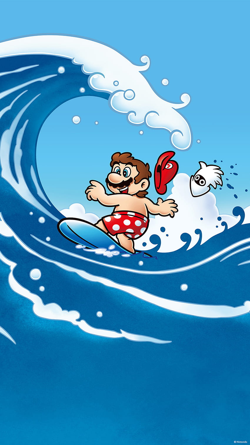 Mario Surfing, surf, nintendo, water, summer HD phone wallpaper