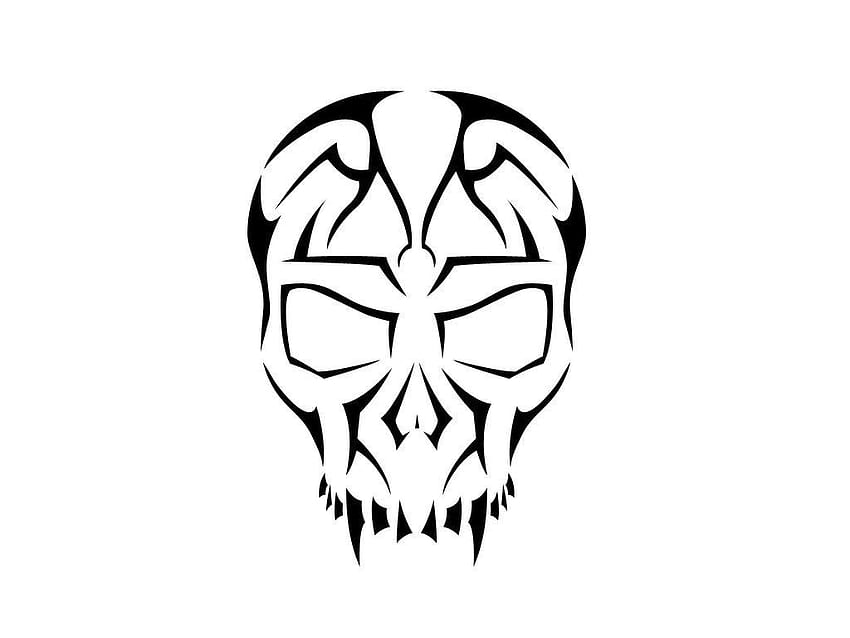 Black Skull And Tribal Tattoo Design