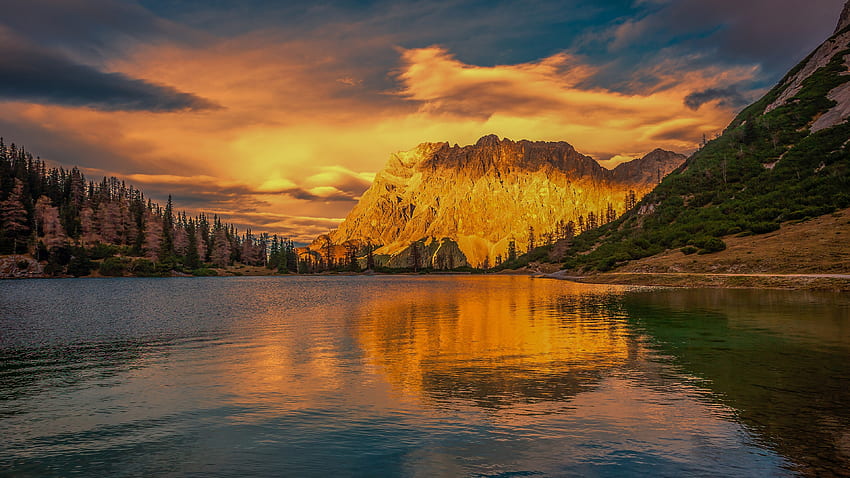 Mountains Lake, Rocks, Shore, Lake, Reflection, Mountains, Sky HD wallpaper